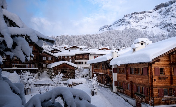 Snow-covered chalet